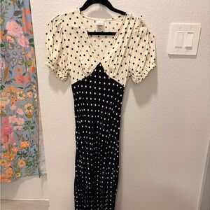 Target Black and Cream Polka Dot Midi Dress